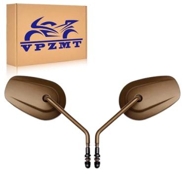 Imagem de VPZMT Espelhos retrovisores em gota de 8 mm para Road King CVO Road Street Tri Glide Freewheeler Street XG500 XG750 Sportster XL883 1200 Softail Street Bob (Bronze)