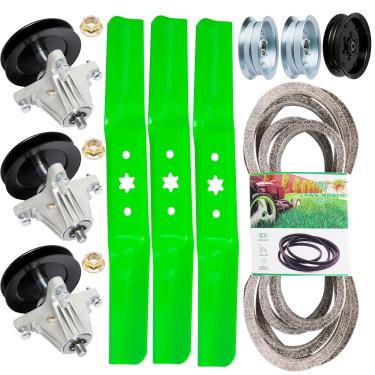 Imagem de TENGMUJX Kit de reconstrução de lâmina de eixo para cortador de grama de 137 cm para MTD Cub Cadet Craftsman RZT L54KH S54 ZT S54KH Z6600 eixo 618-06978 918-06978 Blade Be lt Idler