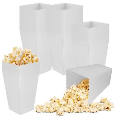 Imagem de zsccxq 50 Caixas De Pipoca Mini Caixa Papel Recipiente Papelão Para Festa Lanche Descartável Sacos Doces Suporte Noites Cinema Aniversário Casamento (Branco)