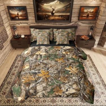 Imagem de Erosebridal Camuflagem Cama em uma Bolsa King Size, Conjunto de Edredom King Militar Reversível, Conjunto de Cama de Caça de Cabine Todas as Estações com Edredão, Lençóis, Fronhas e Fronhas