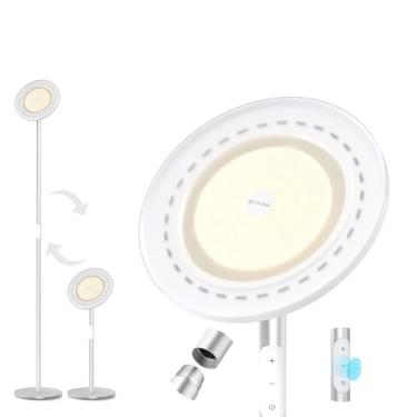 Imagem de TROND Luminária de piso LED para torchiere regulável 30 W, branco quente 3000 K, 71 polegadas de altura, design de haste modular, temporizador de 30 minutos, compatível com interruptor de parede, para sala de estar, quarto, escritório, prata