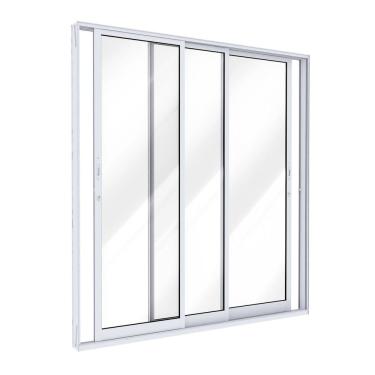 Imagem de Porta de Alumínio de Correr Lateral 3 Folhas 215x150cm Lucasa Ideale Branco