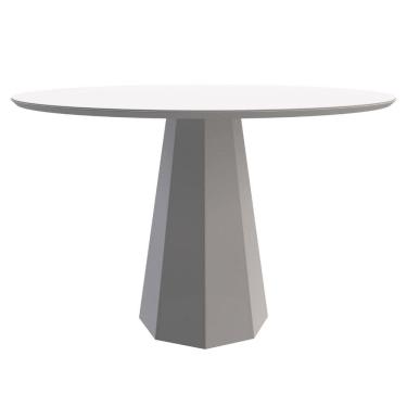 Imagem de Mesa Redonda 4 lugares Com Vidro de 117cm  Sem Cadeiras Chelle Off White - ÉdeCasaMóveis