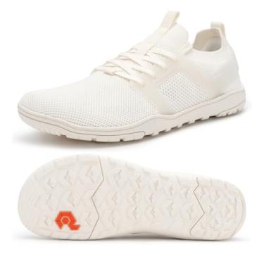 Imagem de Pulltop Tênis de corrida feminino Barefoot Trail – bico largo | sola zero drop | Tênis de treino minimalista Crossfit, Wt06w | Off Wht, 11 Wide