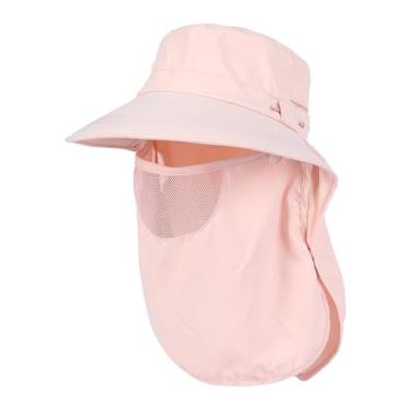 Imagem de menolana Chapéu de sol com proteção facial Boonie, chapéu de pesca com proteção solar, de balde para homens e mulheres, para viagens, caminhadas ao ar livre, Rosa