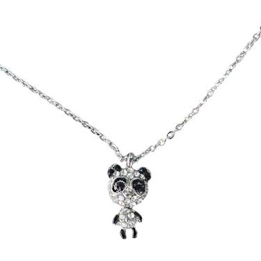 Imagem de BlueRica Colar com pingente de aço inoxidável com contas de cristal – coruja, golfinho, pelúcia, urso panda, gato, elefante, 16 Inches, Aço inoxidável, Sem Pedra Preciosa