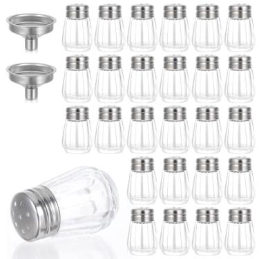 Imagem de Pacote com 30 mini saleiros e pimenteiros, saleiro e pimenteiro pequeno de vidro transparente de 14,2 g, saleiro e pimenteiro, sais e pimentas a granel para cozinha, restaurantes, casamento, Natal