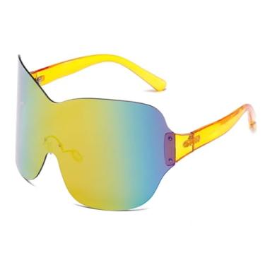 Imagem de Óculos de sol estilo viseira grande sem armação e sem aro, lente única (C12-FILM)