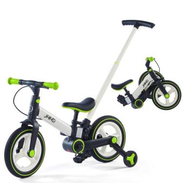 Imagem de Bicicleta infantil JMMD 6 em 1 com alça de pressão de 1 a 3 anos verde