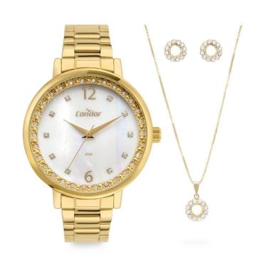 Imagem de Kit Relógio Condor Feminino Co2036Mujs/K4B + Colar E Brincos