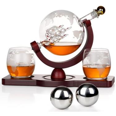 Imagem de Conjunto de globos Decanter de uísque PONPUR com 2 copos e 2 pedras
