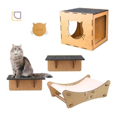 Imagem de Playground Para Gatos De Parede 4 Pçs Cama Nicho Prateleira - MONDOBOX