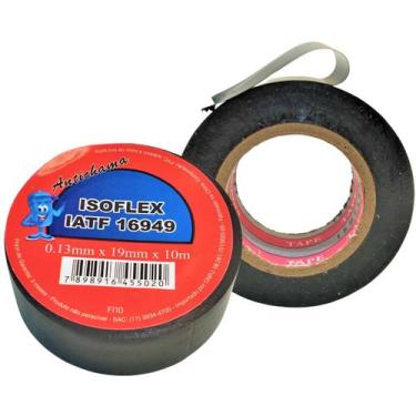 Imagem de Kit 50 Fita Isolante Rolo 10 Metros Preta Com Cola Caixa Fechada 19mm 