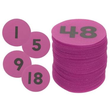 Imagem de YOKIVE Marcadores de pontos de carpete de 10 cm, 48 peças de pontos redondos de chão com números 1-48 alinhados para professores, vermelho rosa
