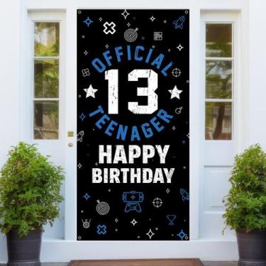 Imagem de Banner de pano de fundo em tecido para decoração PHXEY Happy 13th Birt