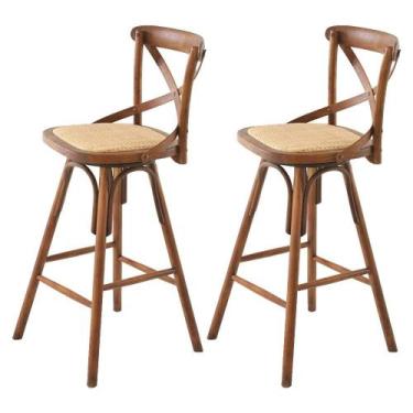 Imagem de Kit 2 Banquetas Giratórias Katrina Paris Rivatti Bétula Assento em Rat