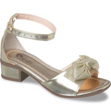 Imagem de Sandália Infantil Feminina Social Com Saltinho - Pepite, Dourado, 28