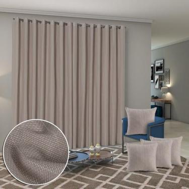 Imagem de Cortina 4M X 2,50M Com 4 Capas De Almofadas Tecido Rústico - PaulomCes