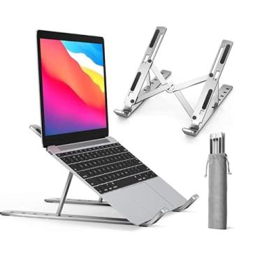 Imagem de Suporte para Notebook de Alumínio Dobrável Premium | Ajustável em 6 Níveis, Leve e Portátil | Compatível com Notebook e Tablet + Estojo
