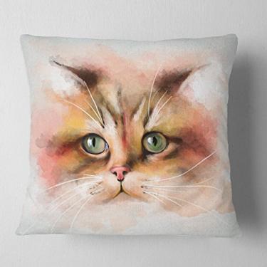 Imagem de Designart manta atraente de gato marrom para sala de estar, sofá, enchimento de almofada de alta qualidade + capa de almofada impressa em ambos os lados 45,72 x 45,72 cm