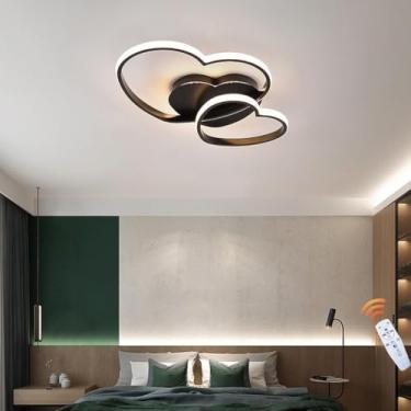 Imagem de Lâmpada De Teto Embutida Acrílica Led Coração A Coração Regulável Lâmpada De Quarto Infantil Quente Romântico Com Lustre Remoto Luminárias Luzes Do Quarto Sala De Estar, Black