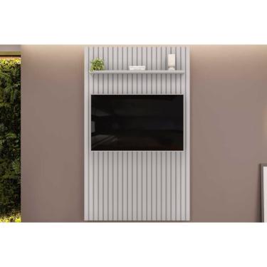 Imagem de Painel Quarto p/ TV até 55 Pol Pratic Ripado c/ 1 Prateleira 143x240cm Bali - DJ Móveis