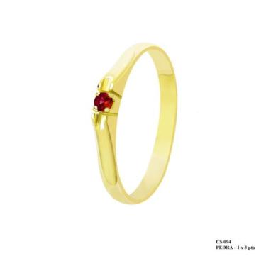 Imagem de Solitário Linea Ponto de Luz Vermelho 2mm em Ouro 18k - JoiaUnica