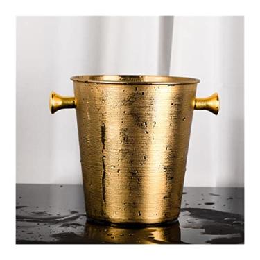 Imagem de Balde de gelo para festas Baldes de gelo engrossados de aço inoxidável moderno balde de champanhe bar Ktv balde de gelo para bar e festas em casa recipiente de gelo balde de vinho 2000 ml (cor: C)