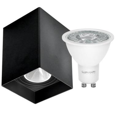 Imagem de Spot de Sobrepor Quadrado Preto Direcionável com LED 4000K - Lumanti