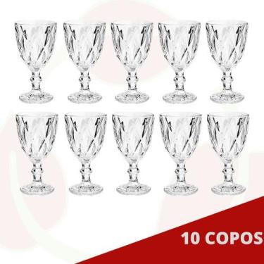 Imagem de 10 Taça Diamante Bico De Jaca 300ml Transparente - ECO'S, Diamante