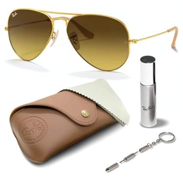 Imagem de Ray-Ban RB3025 Óculos de sol clássico gradiente em forma de aviador com kit de óculos - almofadas de nariz ajustáveis - Óculos de sol retrô formais e casuais ideais, Ouro (112/85 | 58 mm), 58 mm