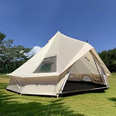 Imagem de Barraca Bell Yurt, barraca quente de luxo à prova d'água para 4 estações com conector de fogão/ar condicionado/2 claraboias para acampamento ao ar livre em família Oxford Glamping Tendas para vida