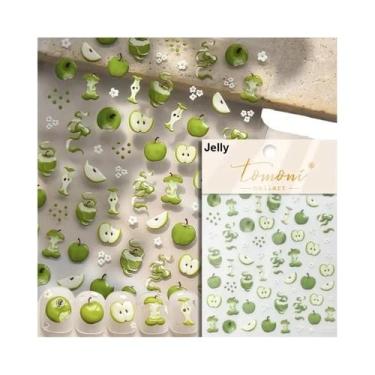 Imagem de Adesivos de Unha 5D em Gelatina - Design de Maçã Verde e Vermelha, PAR