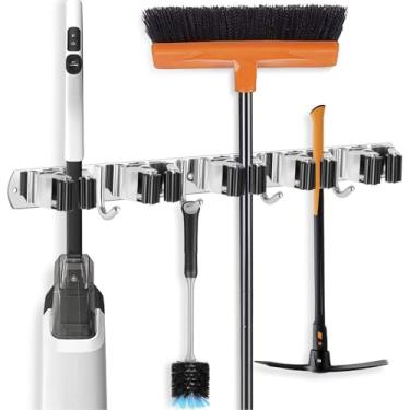 Imagem de Cffuvros Aço Inoxidável 5 Slot 4 Gancho de Vassouras Cabide de Parede para Garagem, Lavanderia e Organização do Armário, MOP e Rack de Vassoura para Limpeza de Suprimentos