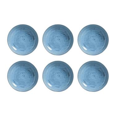 Imagem de Conjunto com 6 Pratos Fundos Porto Brasil Linhas Breeze em Stoneware 22,5cm – Azul