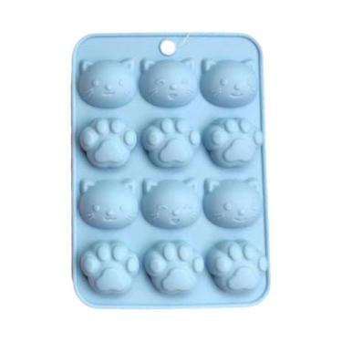 Imagem de Forma De Silicone Gatos e Patinhas - Mix Variedades, Azul