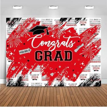 Imagem de Pano de fundo Mocsicka Graduation Parabéns Grad Red 240x180cm