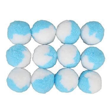 Imagem de Pssopp 12 peças bolas de brinquedo para gato bolas interativas para gatos bolas de pelúcia elásticas macias perseguindo brinquedos de mastigar bola de pelúcia brinquedos para animais de estimação azul