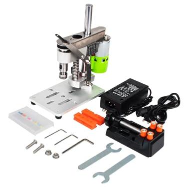 Imagem de RATTMMOTOR Máquina de perfuração de bancada DIY 110V-220V, mini furadeira de velocidade variável de mesa curso de 12 mm, motor 795 de 3000 RPM com braçadeira de torno de bancada, pinça ER11 para