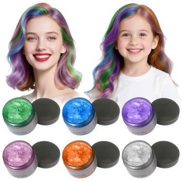 Imagem de Kit de giz de tintura de cabelo para crianças, meia para meninas adolescentes, tintura de cabelo natural lavável temperatura creme de cor de cabelo para penteados DIY em aniversário, festa, dia de