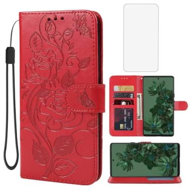 Imagem de Vavies Capa para Pixel 7, capa carteira para Google 7 GQML3 com protetor de tela de vidro temperado, capa de celular flip de couro floral com suporte para cartão de crédito para Google Pixel 7