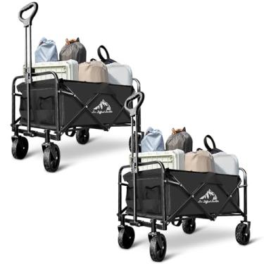 Imagem de SAILARY Carrinho utilitário dobrável, carrinho de rodinhas leve com capacidade de 99 kg com rodas silenciosas, design dobrável rápido para acampamento, compras, uso ao ar livre, preto, 2 peças