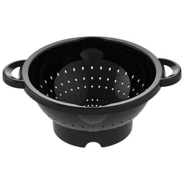 Imagem de Escorredor de Macarrão Alça Preto 35,5 x 21 x 11 cm Plástico resistent