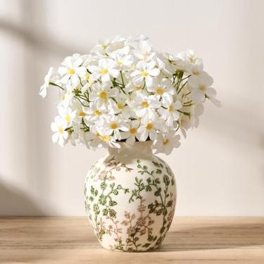 Imagem de SIDUCAL Vaso antigo de cerâmica verde e bege, vaso floral chinês retrô rachado no gelo, vasos rústicos para decoração de casa, estante de livros, escritório, jardim, decoração chinesa, decoração