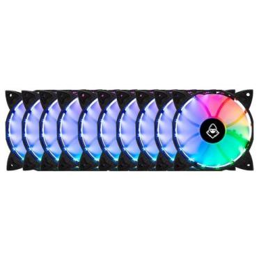 Imagem de Kit 10 Fans Mancer Z100 RGB Com Controladora 120mm - MCR-Z10RGB-01