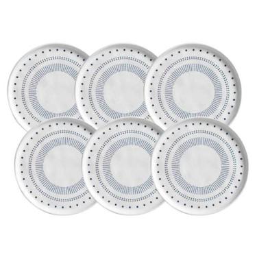 Imagem de Jogo 6 Pratos para Sobremesa Doces Cerâmica Artesanal 21,5cm - Porto B