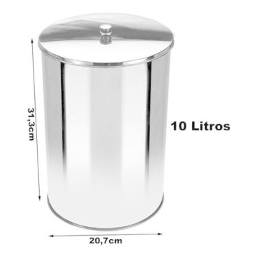 Imagem de Lixeira Office Redonda Com Tampa Em Aço Inox 10L - Or3