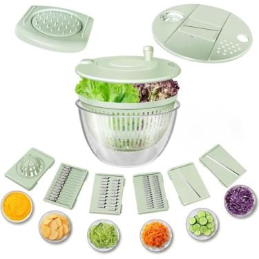Imagem de Centrífuga de Salada Manual 4L – Secador de Folhas com Manivela, Rápido, Prático e Durável para Cozinha (Seca Salada Com Fatiadores)