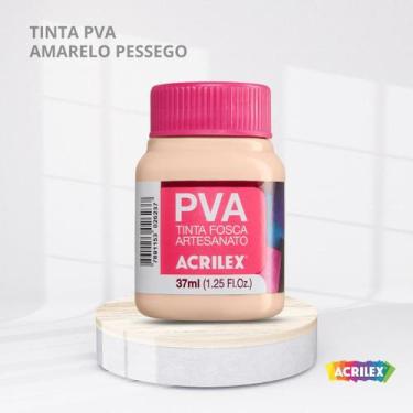 Imagem de Tinta pva fosca para artesanato com 37ml cor amarelo pessego - ACRILEX