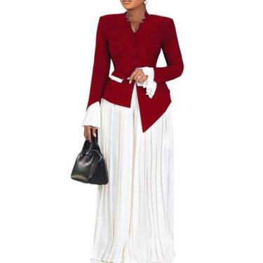 Imagem de Conjunto de roupas Unybwonn, blazer feminino com babados e calças larg